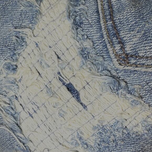 All Saints Distressed Patched Casey 8.5" Rise Straight Fit Jeans Sz 27 Festival - Picture 4 of 7